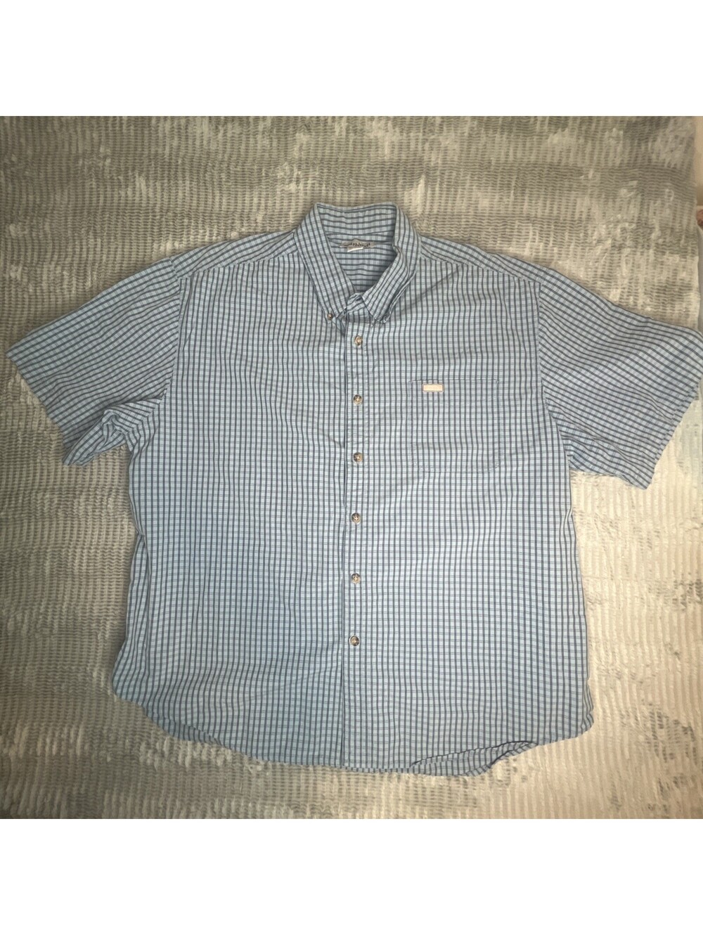 Carhartt Button Up Shirt Casual Blue Short Sleeve Plaid  Men's Size 2x